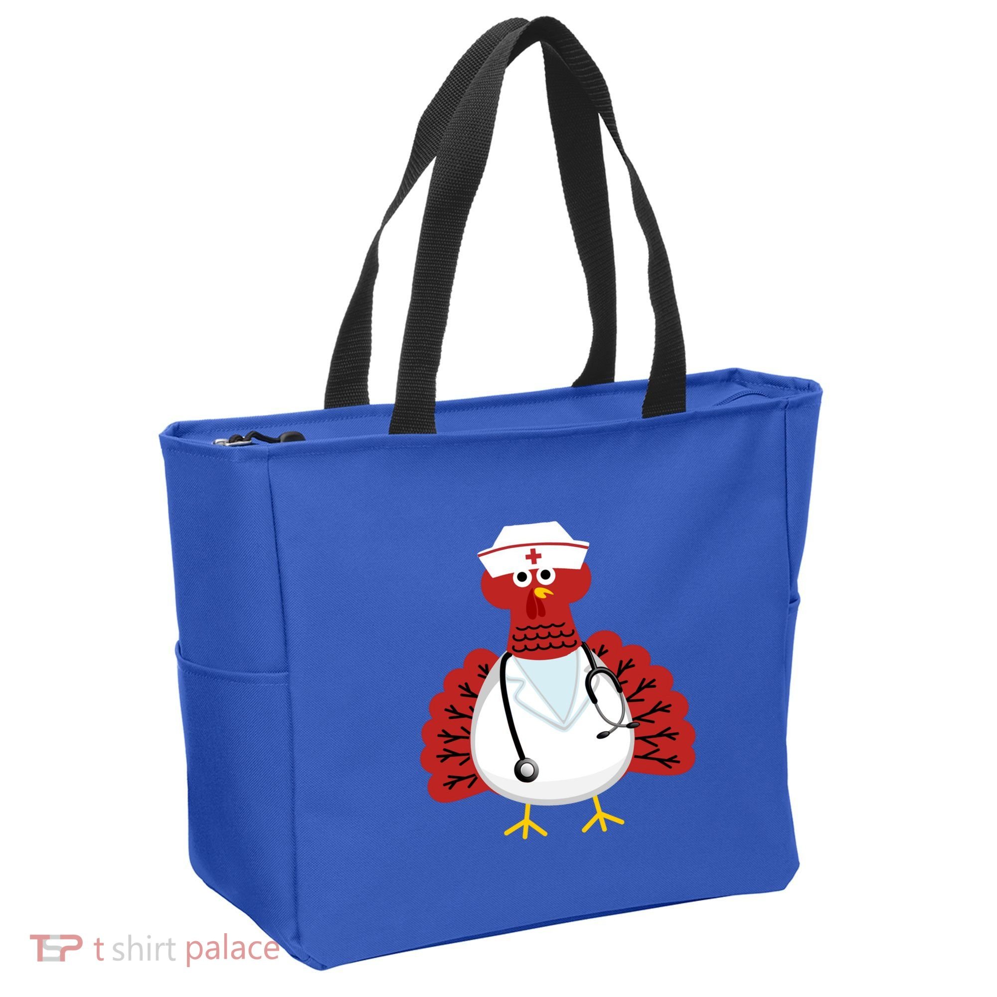 Funny Medical Scrub Top Stethoscope Wearing Turkey Nurse Gift Tote Bag