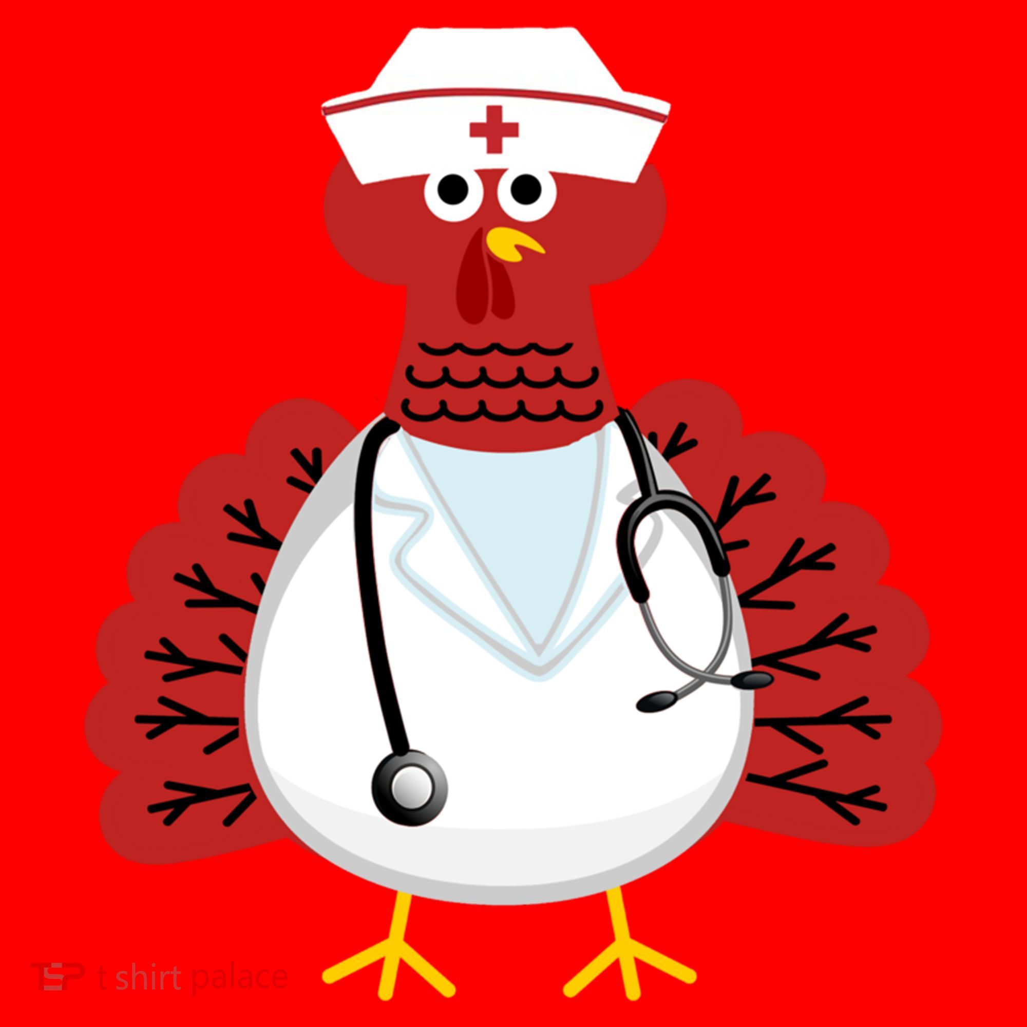 Funny Medical Scrub Top Stethoscope Wearing Turkey Nurse Gift Santa Hat