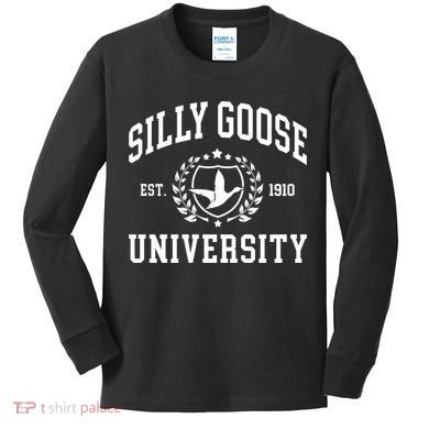 Funny Meme School Bird Silly Goose University Design Kids Long Sleeve Shirt