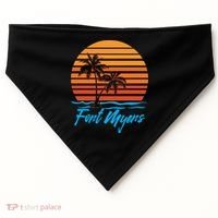 Fort Myers Sunset Palm Trees Beach Vacation Tourist Funny Gift USA-Made Doggie Bandana thumb 0