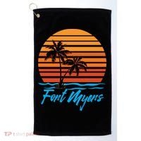 Fort Myers Sunset Palm Trees Beach Vacation Tourist Funny Gift Golf Towel thumb 0