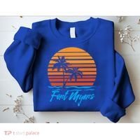 Fort Myers Sunset Palm Trees Beach Vacation Tourist Funny Gift Sweatshirt thumb 2