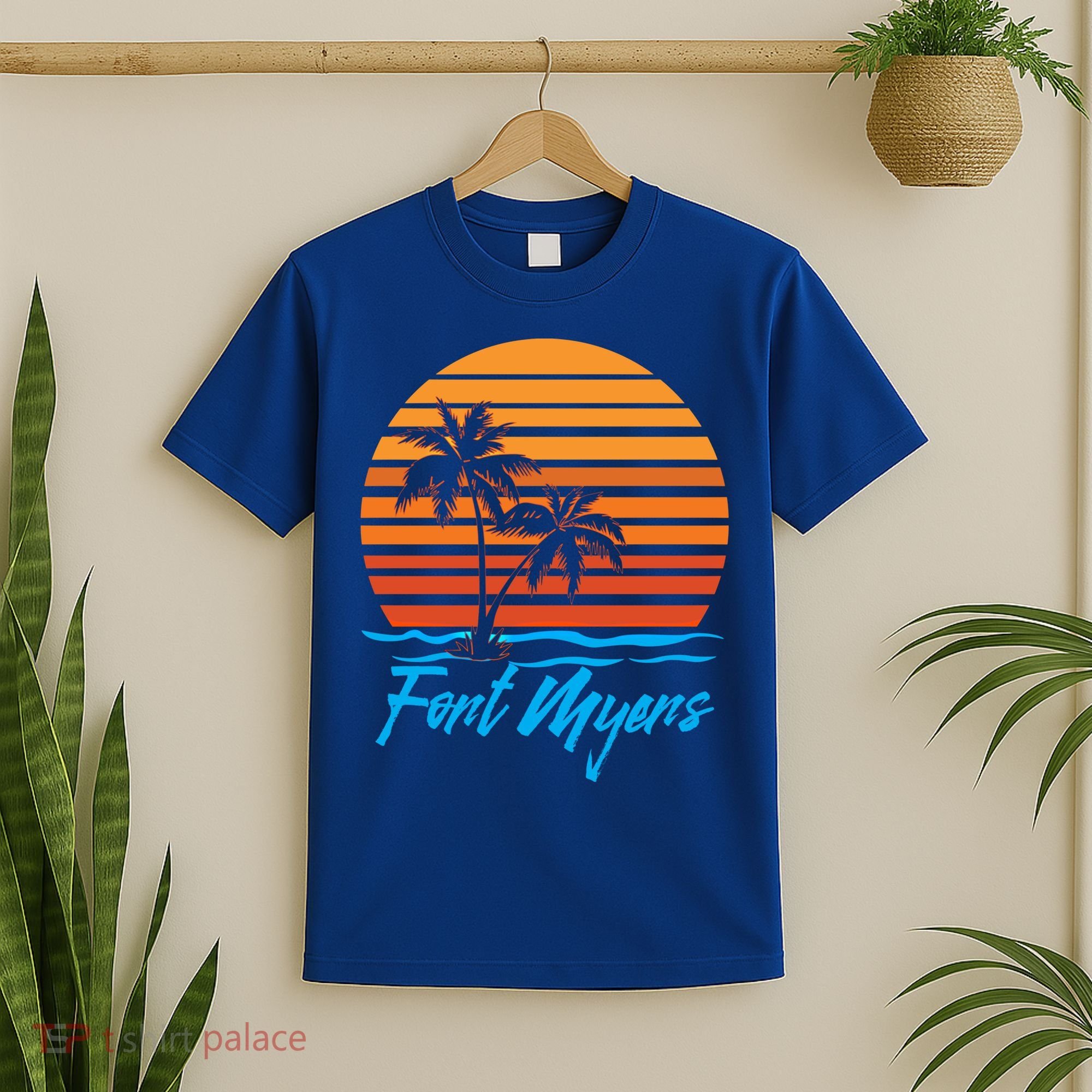 Fort Myers Sunset Palm Trees Beach Vacation Tourist Funny Gift T-Shirt