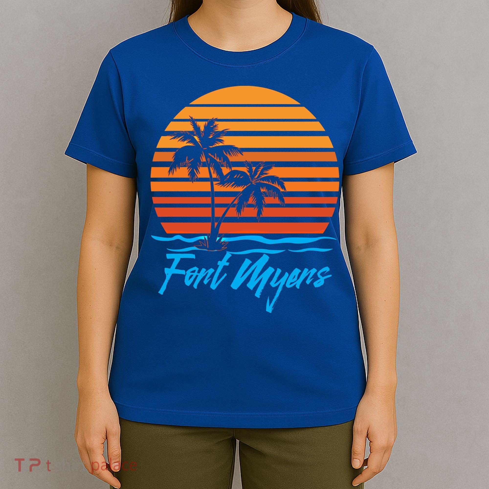 Fort Myers Sunset Palm Trees Beach Vacation Tourist Funny Gift T-Shirt