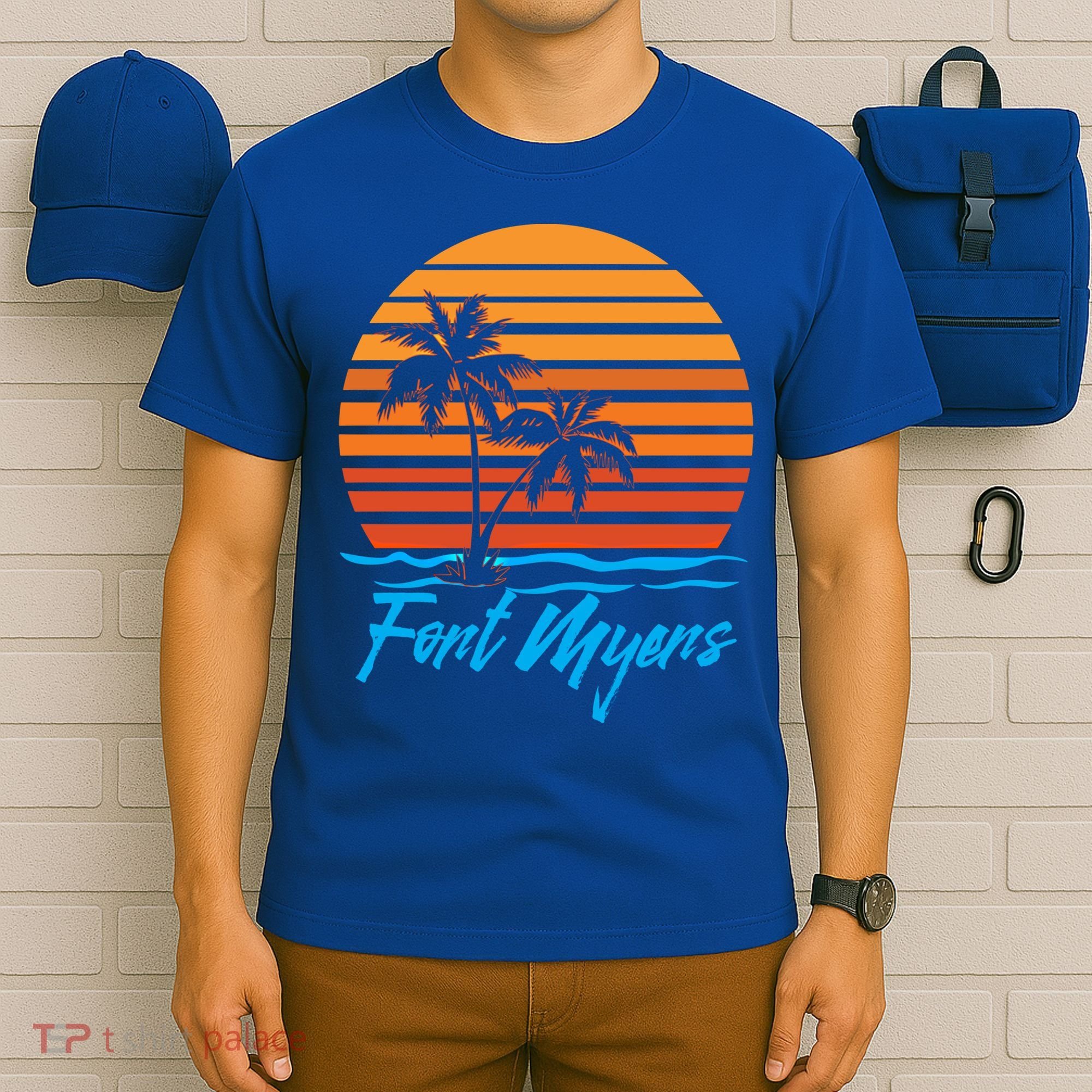 Fort Myers Sunset Palm Trees Beach Vacation Tourist Funny Gift T-Shirt
