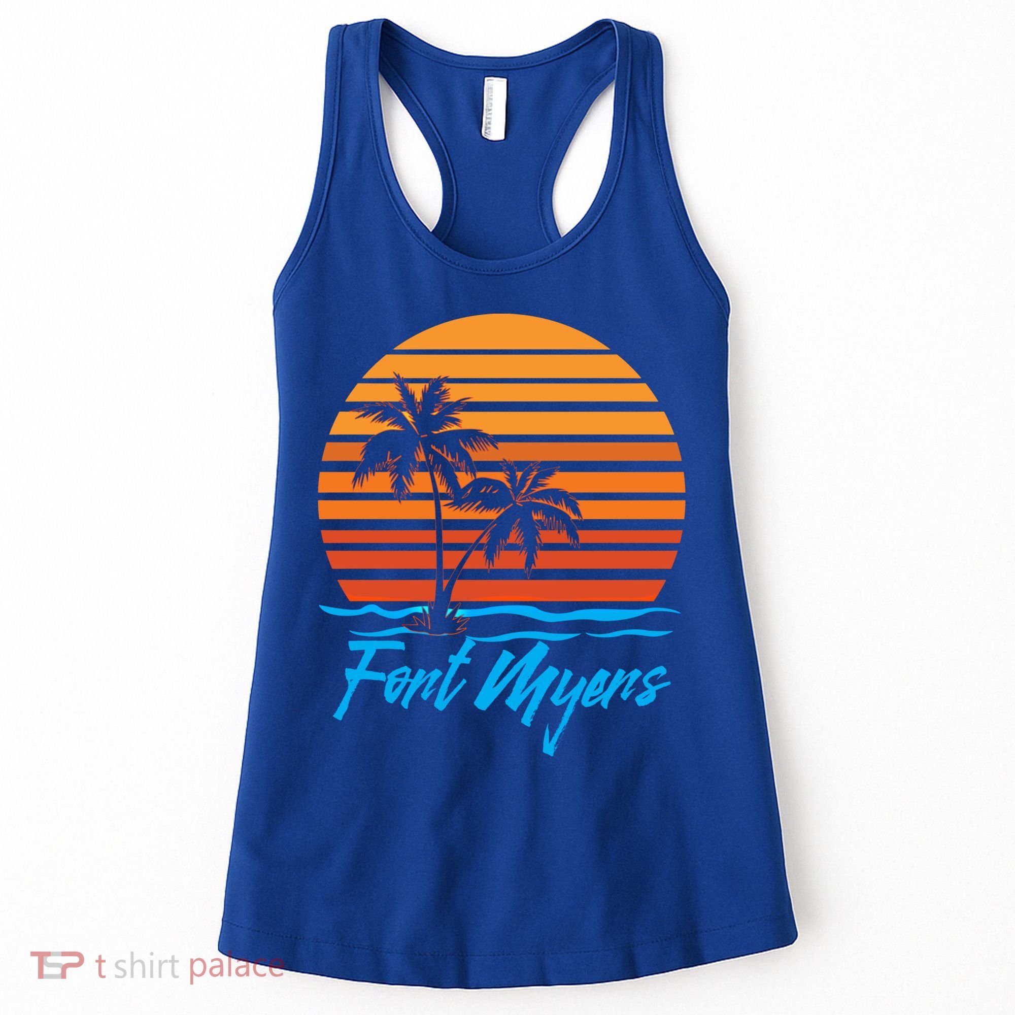 Fort Myers Sunset Palm Trees Beach Vacation Tourist Funny Gift Women's Tank Top