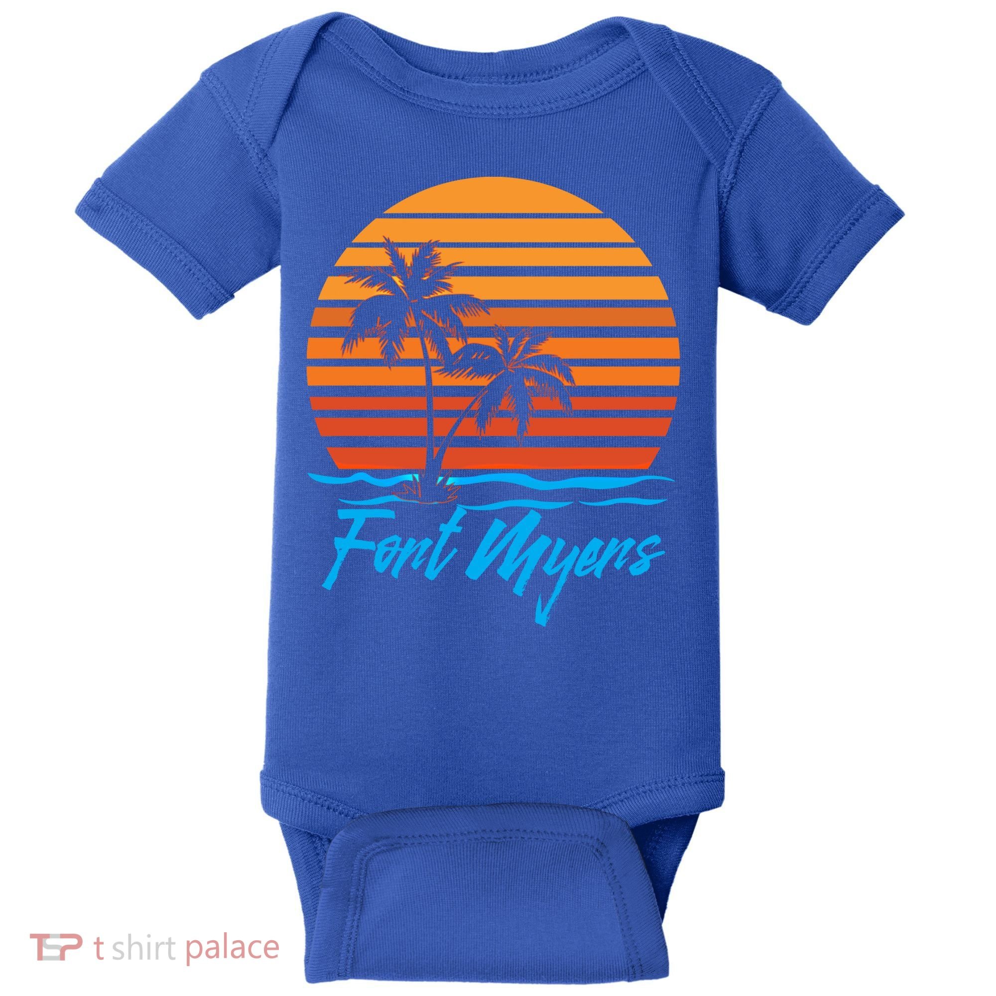 Fort Myers Sunset Palm Trees Beach Vacation Tourist Funny Gift Baby Bodysuit