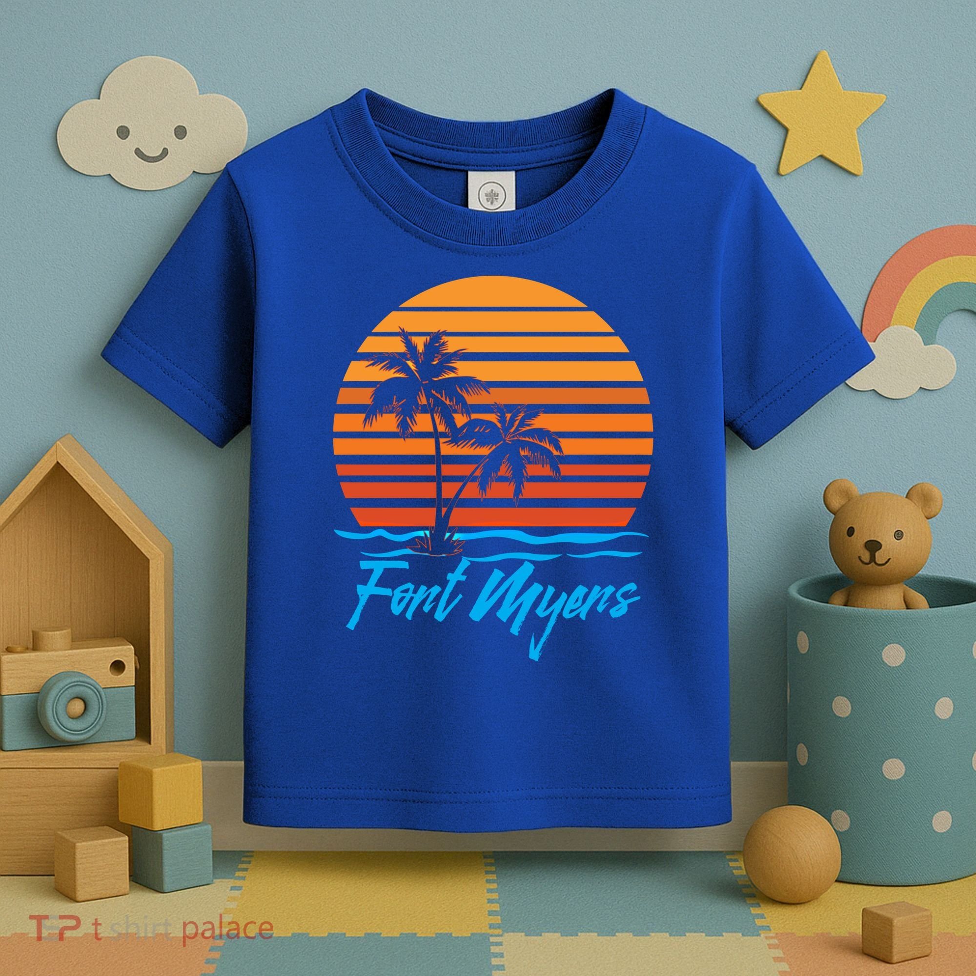Fort Myers Sunset Palm Trees Beach Vacation Tourist Funny Gift Toddler T-Shirt