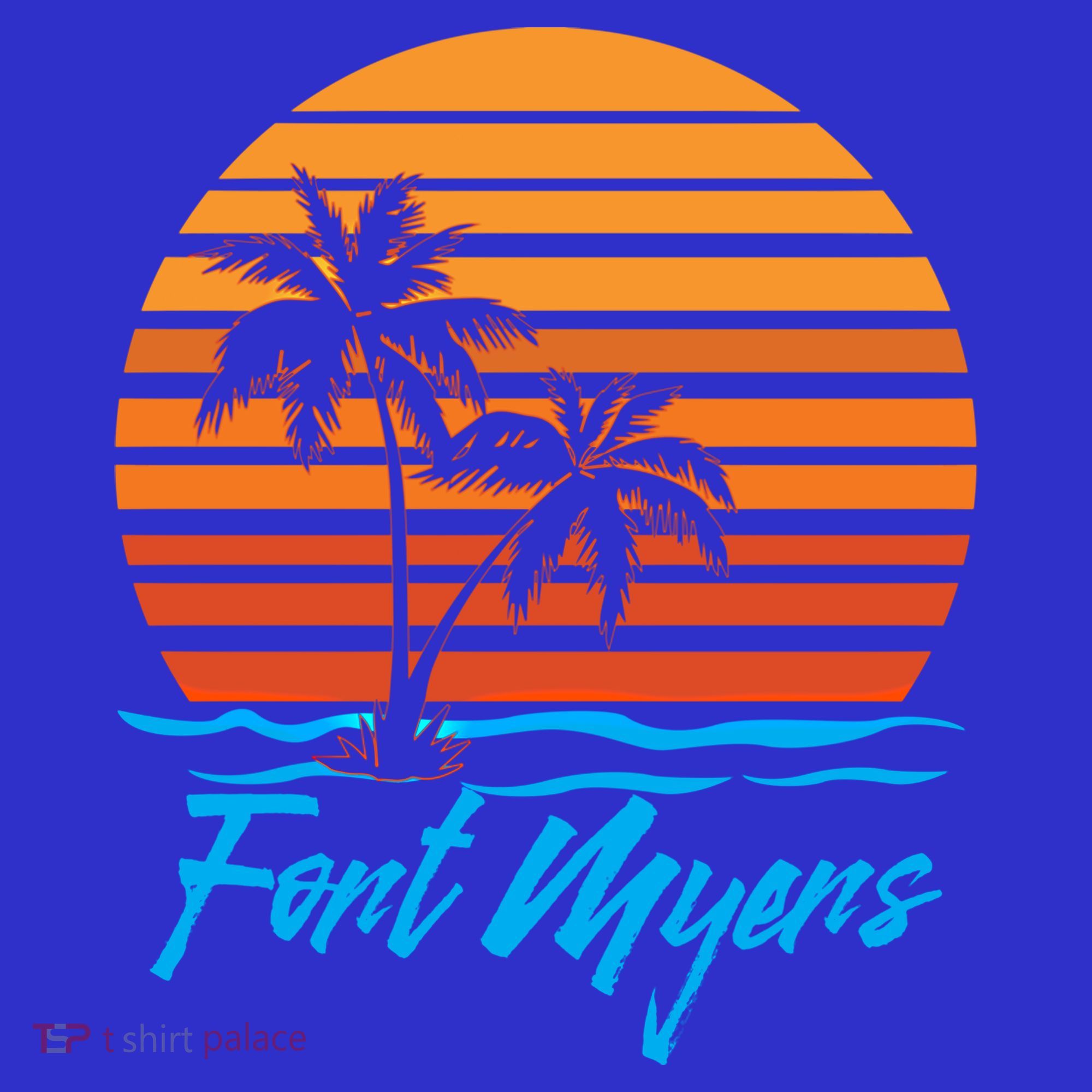 Fort Myers Sunset Palm Trees Beach Vacation Tourist Funny Gift Women's Long Sleeve Shirt