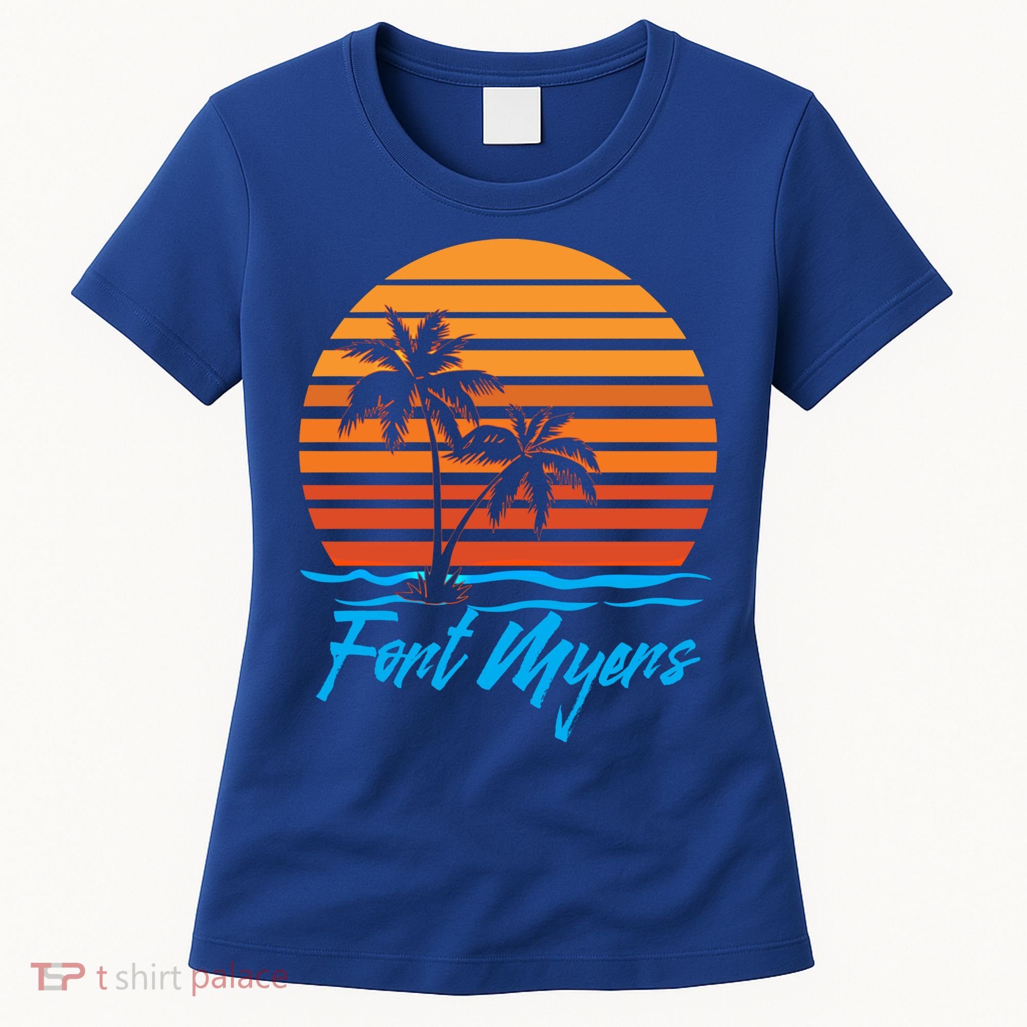 Fort Myers Sunset Palm Trees Beach Vacation Tourist Funny Gift Women's T-Shirt