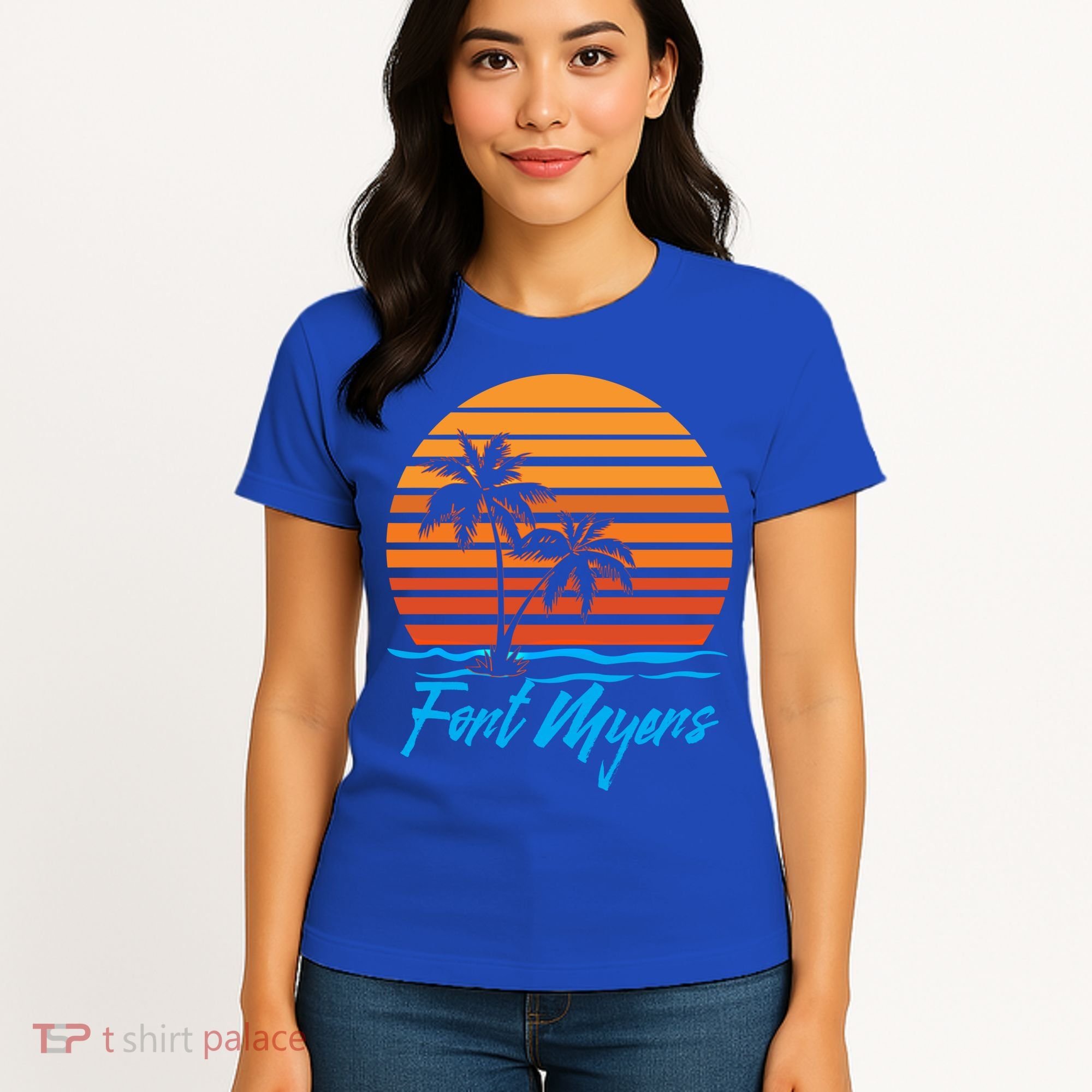 Fort Myers Sunset Palm Trees Beach Vacation Tourist Funny Gift Women's T-Shirt