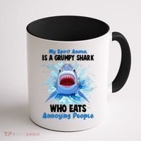 Funny My Spirit Animal Is A Grumpy Shark Coffee Mug thumb 1