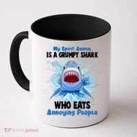 Funny My Spirit Animal Is A Grumpy Shark Coffee Mug thumb 0