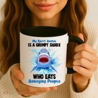 Funny My Spirit Animal Is A Grumpy Shark Coffee Mug thumb 3