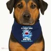 Funny My Spirit Animal Is A Grumpy Shark USA-Made Doggie Bandana thumb 1
