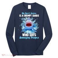 Funny My Spirit Animal Is A Grumpy Shark Long Sleeve Shirt thumb 0