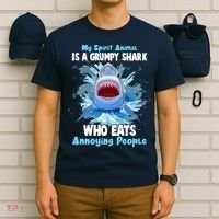 Funny My Spirit Animal Is A Grumpy Shark T-Shirt thumb 6
