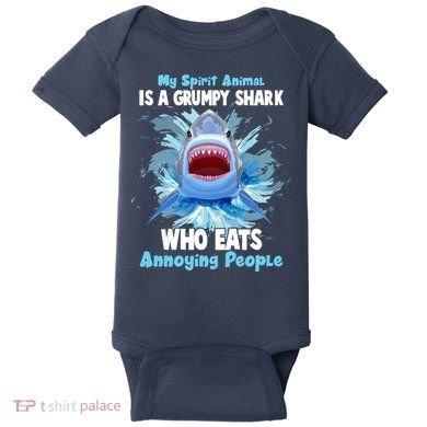 Funny My Spirit Animal Is A Grumpy Shark Baby Bodysuit