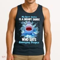 Funny My Spirit Animal Is A Grumpy Shark Tank Top thumb 3