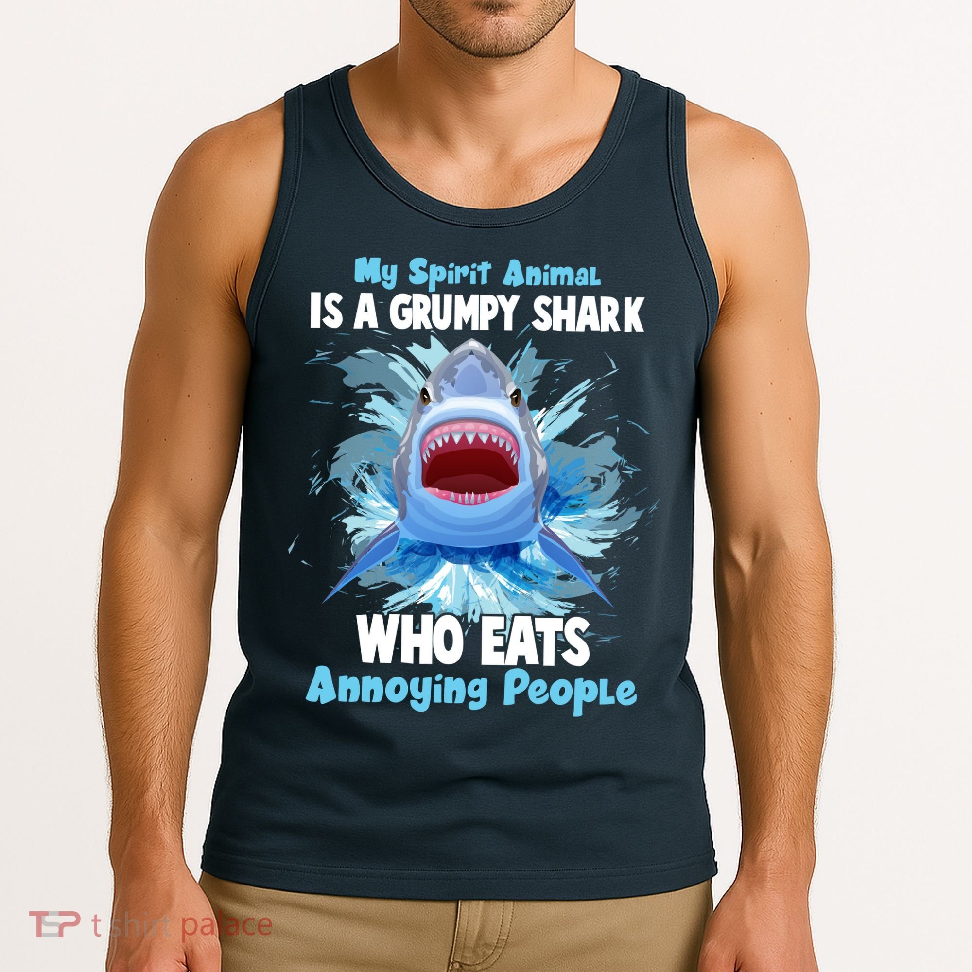 Funny My Spirit Animal Is A Grumpy Shark Tank Top