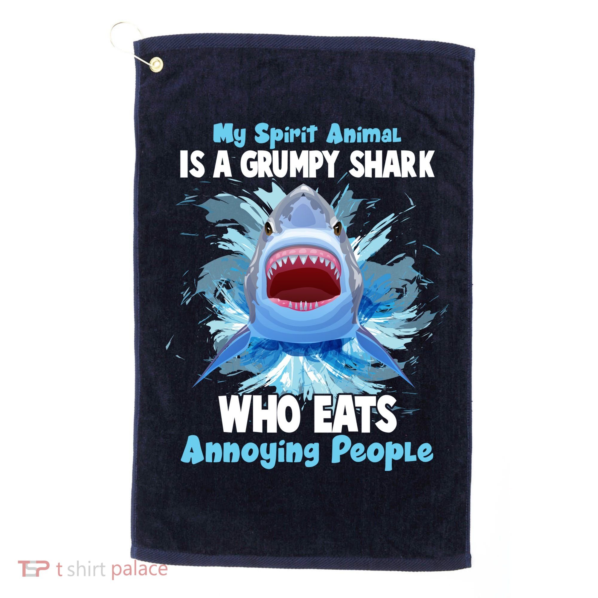 Funny My Spirit Animal Is A Grumpy Shark Golf Towel
