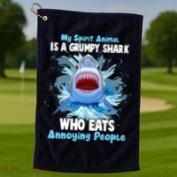 Funny My Spirit Animal Is A Grumpy Shark Golf Towel thumb 1