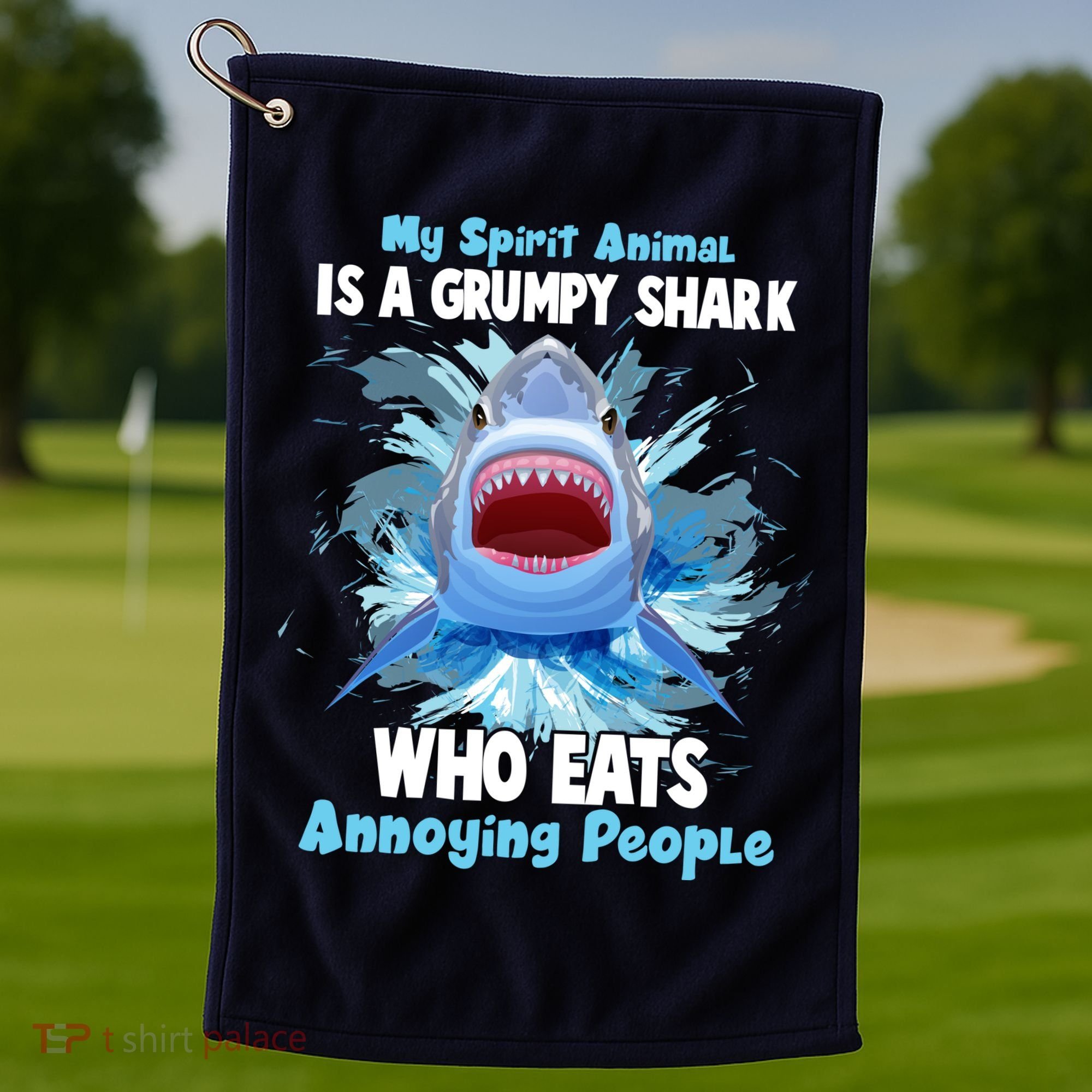 Funny My Spirit Animal Is A Grumpy Shark Golf Towel