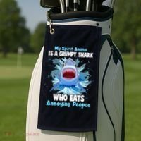 Funny My Spirit Animal Is A Grumpy Shark Golf Towel thumb 2