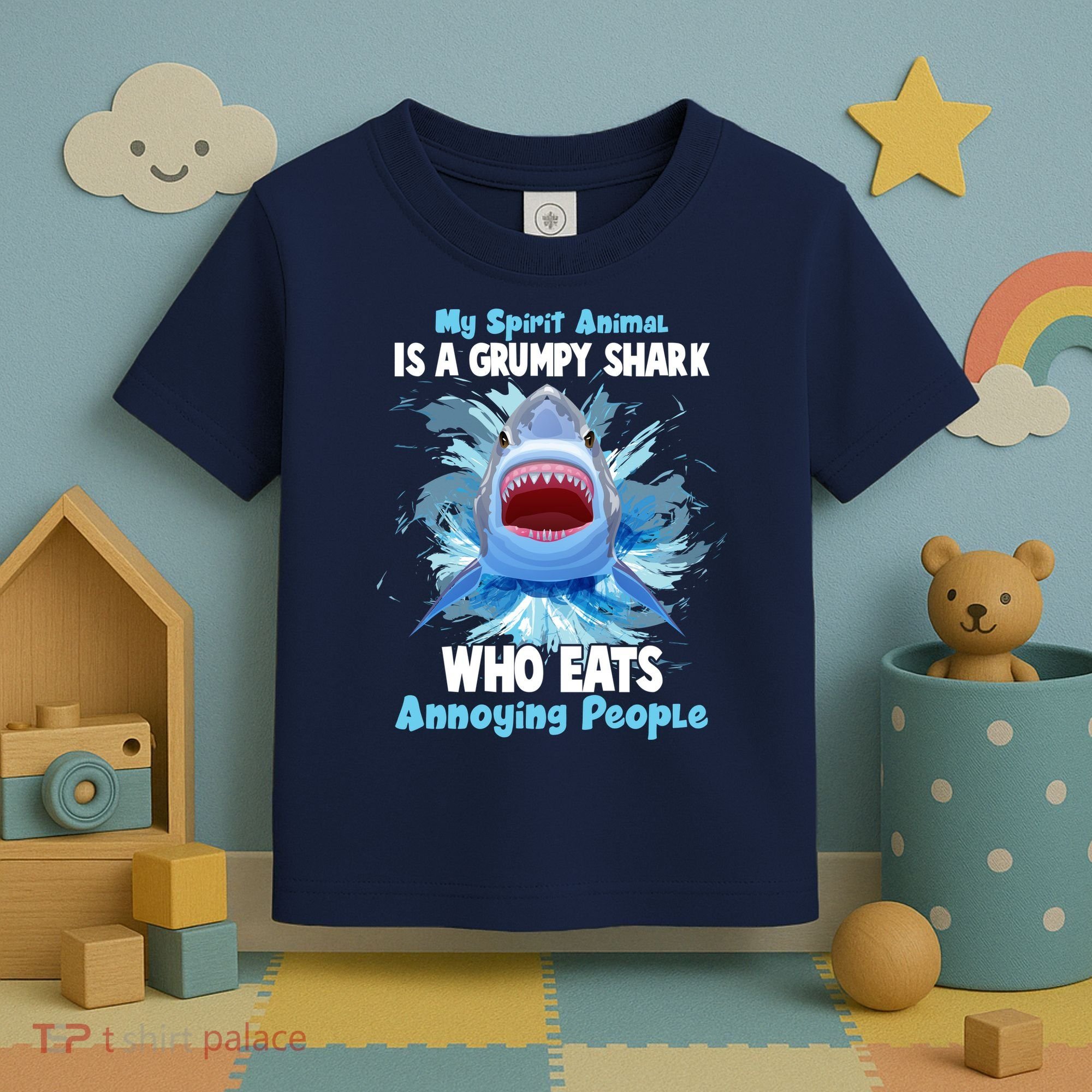 Funny My Spirit Animal Is A Grumpy Shark Toddler T-Shirt