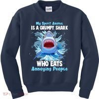 Funny My Spirit Animal Is A Grumpy Shark Kids Sweatshirt thumb 0
