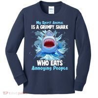 Funny My Spirit Animal Is A Grumpy Shark Kids Long Sleeve Shirt thumb 0