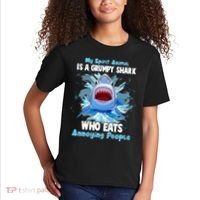 Funny My Spirit Animal Is A Grumpy Shark Kids T-Shirt thumb 2