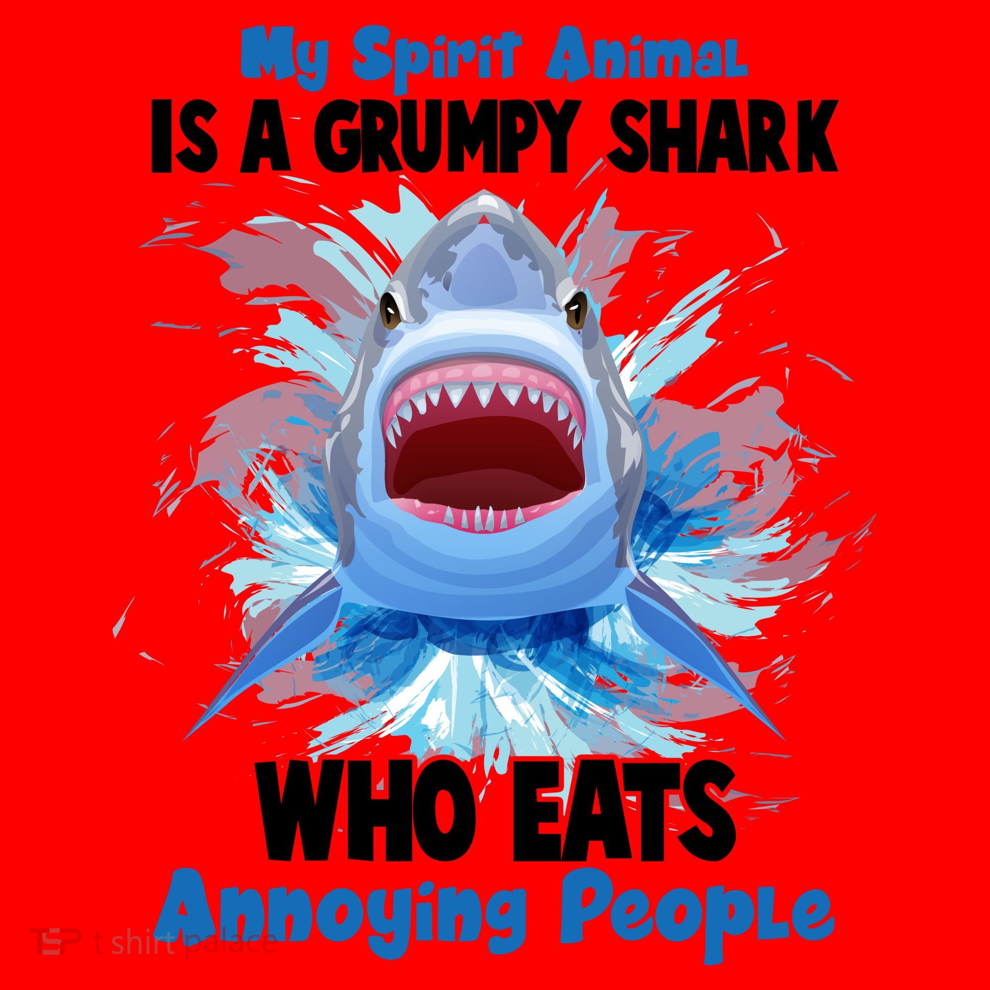 Funny My Spirit Animal Is A Grumpy Shark Santa Hat
