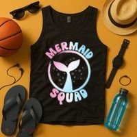 Funny Mermaid Squad Swimming Mermaid Tank Top thumb 4