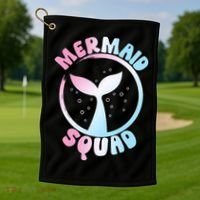 Funny Mermaid Squad Swimming Mermaid Golf Towel thumb 1