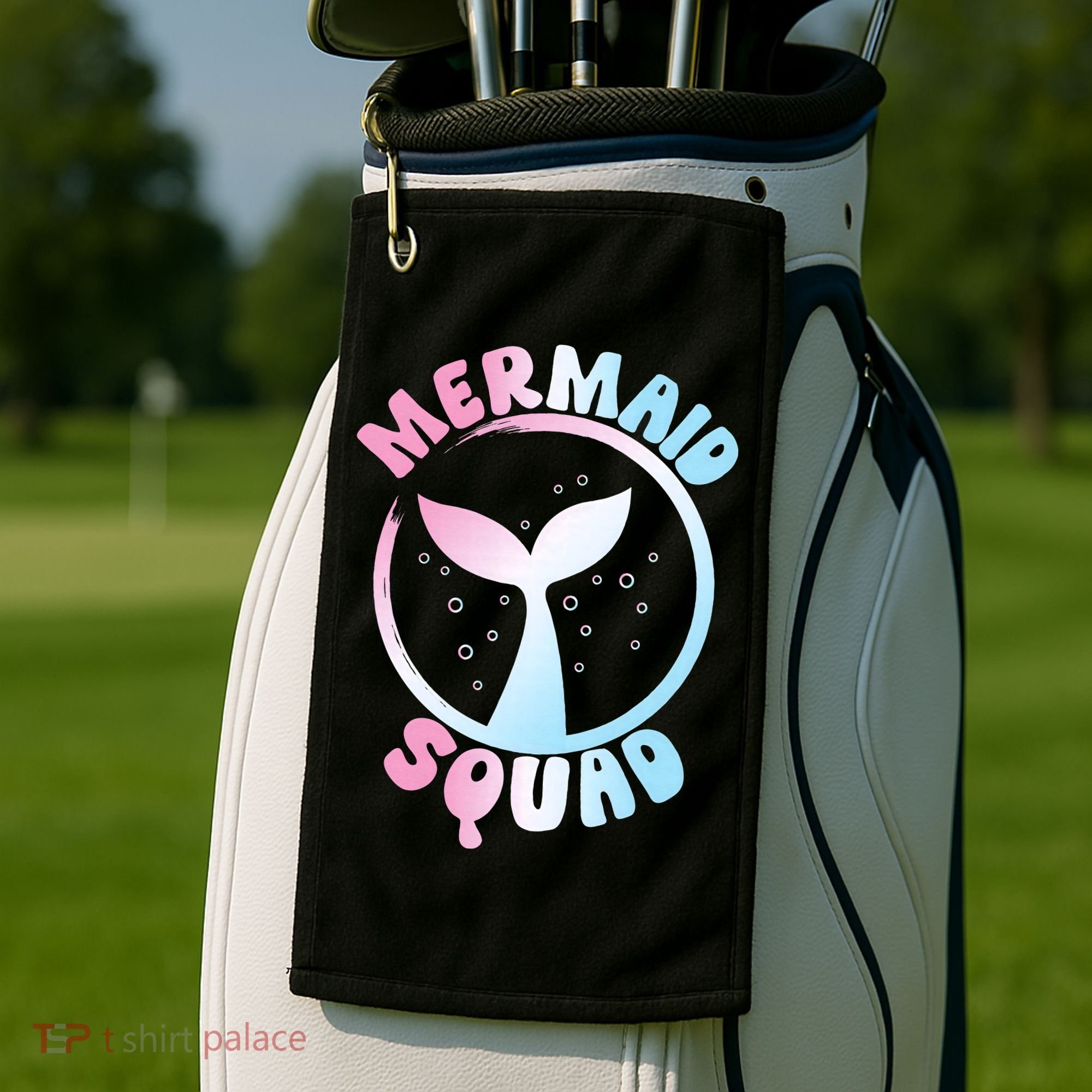 Funny Mermaid Squad Swimming Mermaid Golf Towel