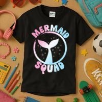 Funny Mermaid Squad Swimming Mermaid Kids T-Shirt thumb 3