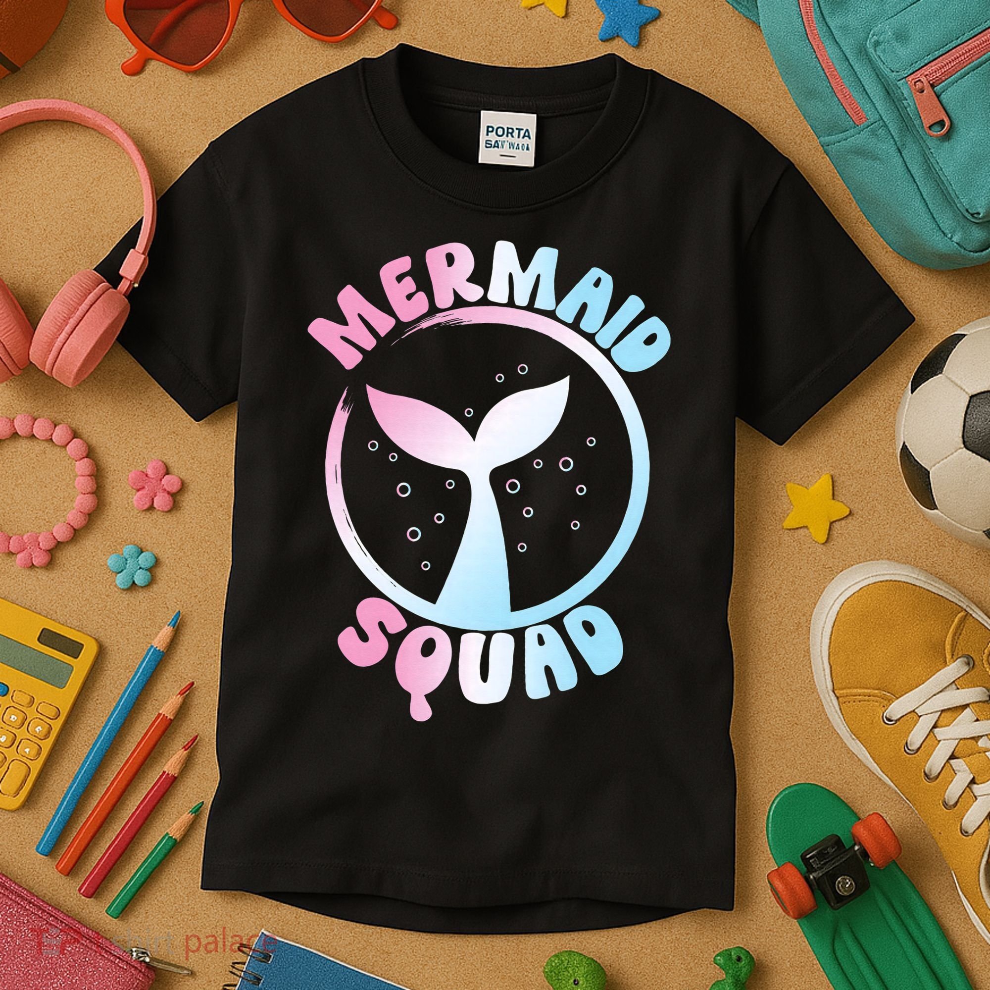 Funny Mermaid Squad Swimming Mermaid Kids T-Shirt