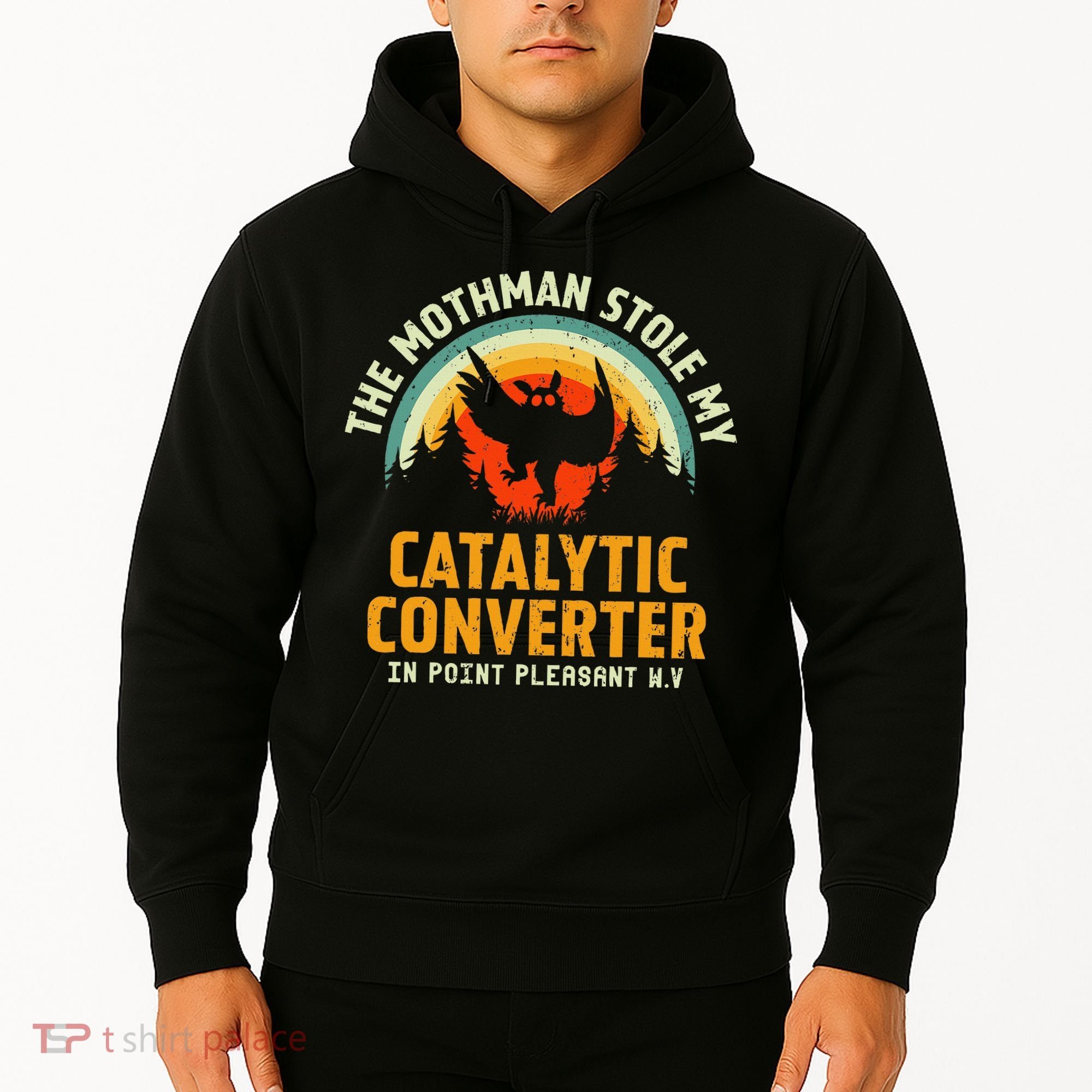 Funny Mothman Stole My Catalytic Converter Mothman Cryptid Hoodie