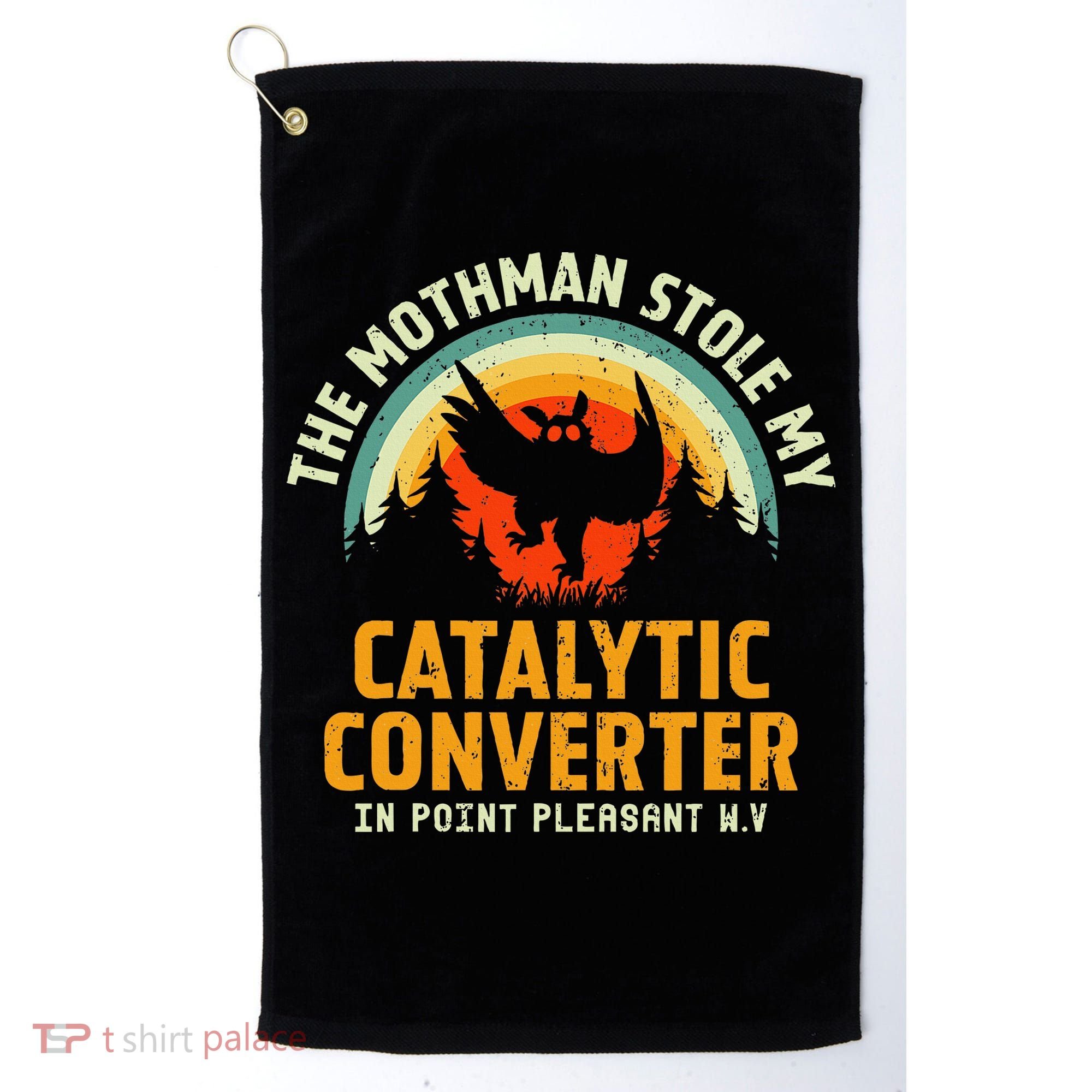 Funny Mothman Stole My Catalytic Converter Mothman Cryptid Golf Towel