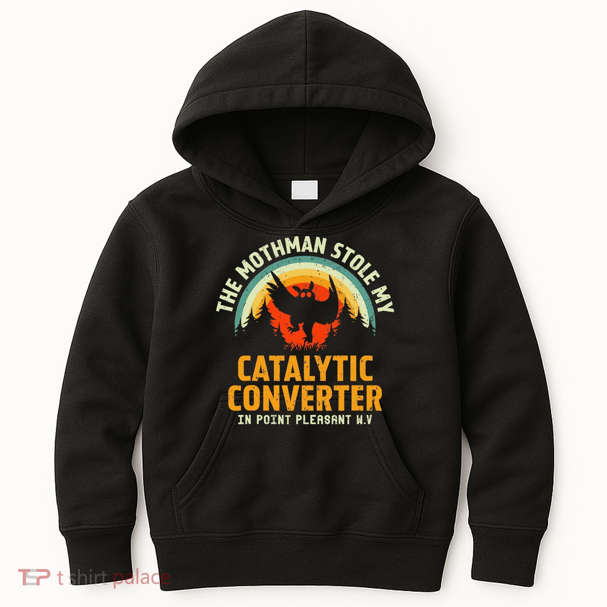 Funny Mothman Stole My Catalytic Converter Mothman Cryptid Kids Hoodie