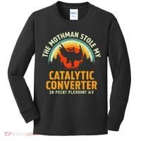 Funny Mothman Stole My Catalytic Converter Mothman Cryptid Kids Long Sleeve Shirt thumb 0
