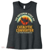 Funny Mothman Stole My Catalytic Converter Mothman Cryptid Women's Racerback Cropped Tank thumb 0