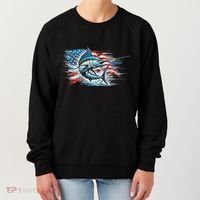 Fishing Marlin Swordfish Fish 4th Of July American Flag Usa Women's Sweatshirt thumb 0