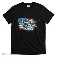 Fishing Marlin Swordfish Fish 4th Of July American Flag Usa T-Shirt thumb 0