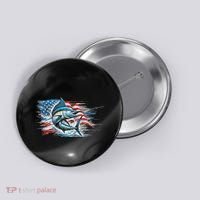 Fishing Marlin Swordfish Fish 4th Of July American Flag Usa Button thumb 0