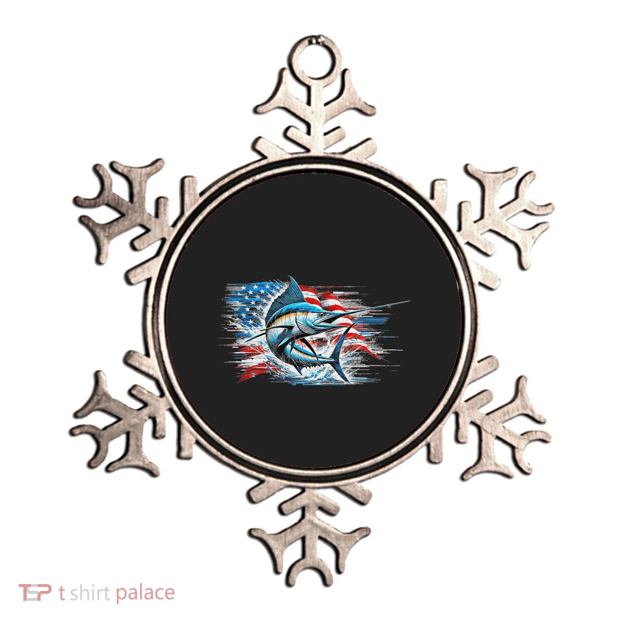 Fishing Marlin Swordfish Fish 4th Of July American Flag Usa Ornament