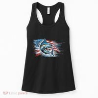 Fishing Marlin Swordfish Fish 4th Of July American Flag Usa Women's Tank Top thumb 0