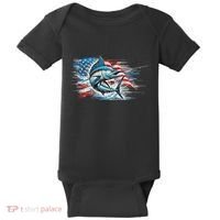 Fishing Marlin Swordfish Fish 4th Of July American Flag Usa Baby Bodysuit thumb 0