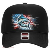 Fishing Marlin Swordfish Fish 4th Of July American Flag Usa Hat thumb 0